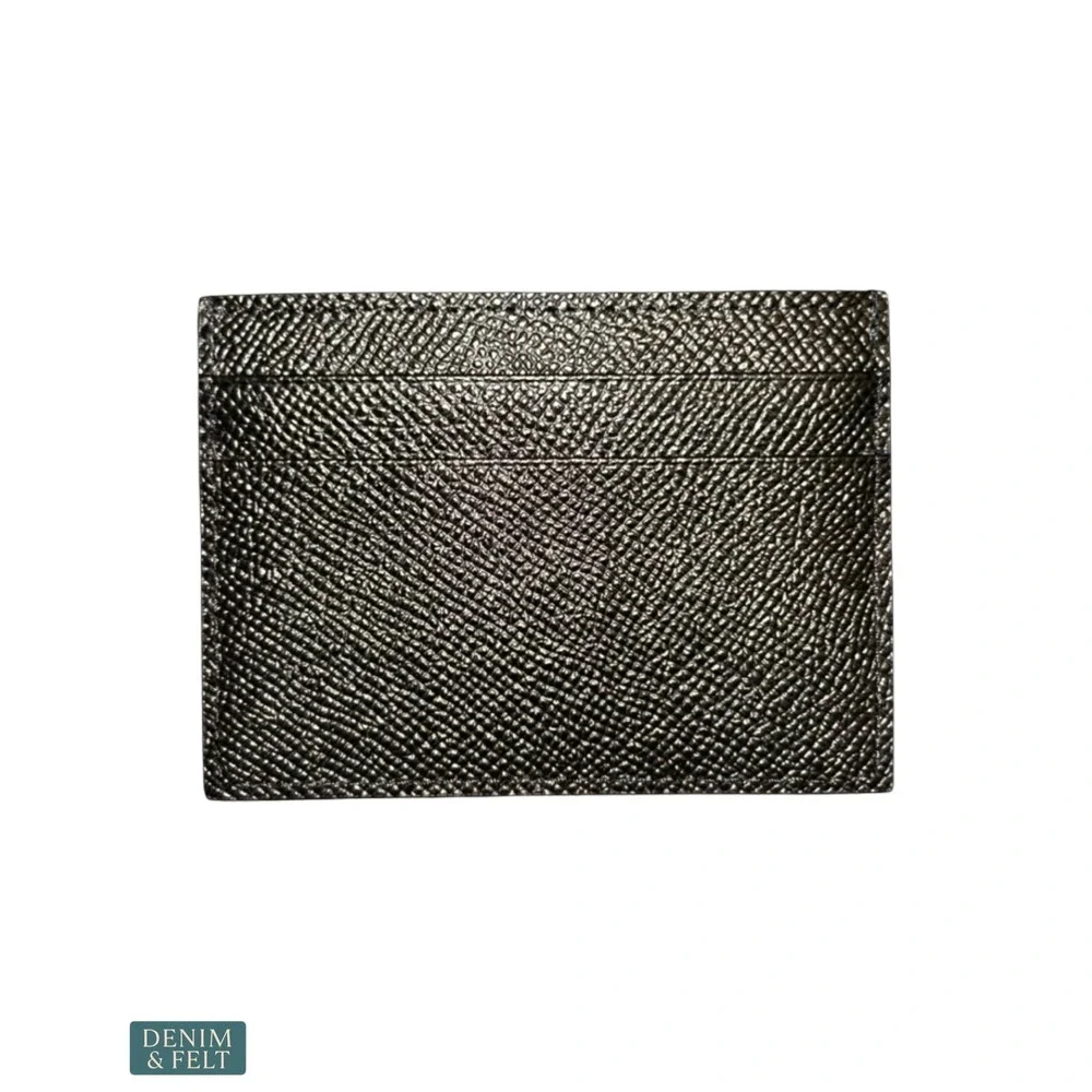 NEW Burberry Sandon Grained Leather Card Holder Black Business Card Case Wallet